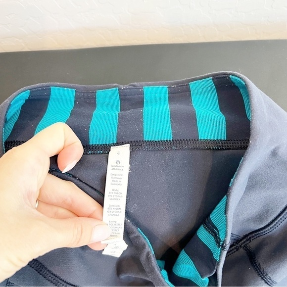 Lululemon Women's Gather & Grow Crop Leggings Navy Blue Inkwell/Blue Stripe 4 - Picture 7 of 7